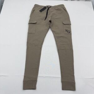NWT Vanquish Fitness Cargo Jogger Sweatpants Men XL Tan Tapered Workout Training
